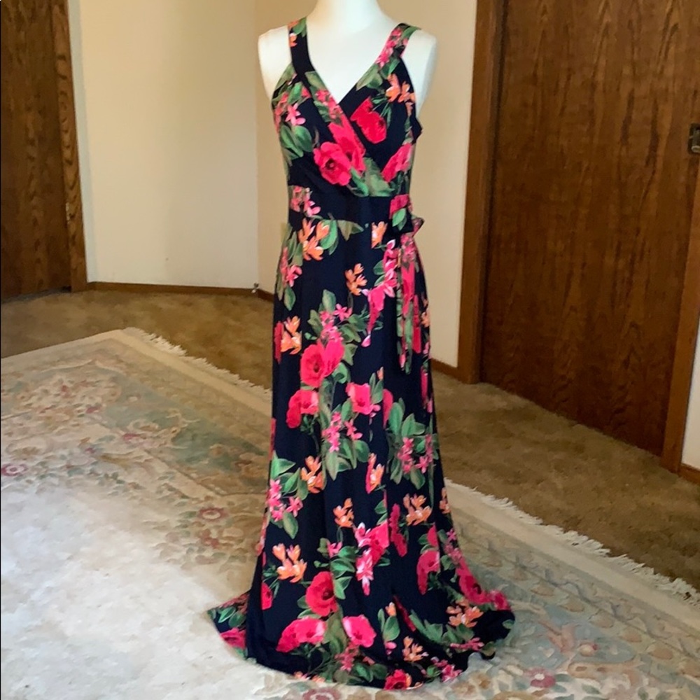 Market & Spruce Navy Blue with Flowers Dress